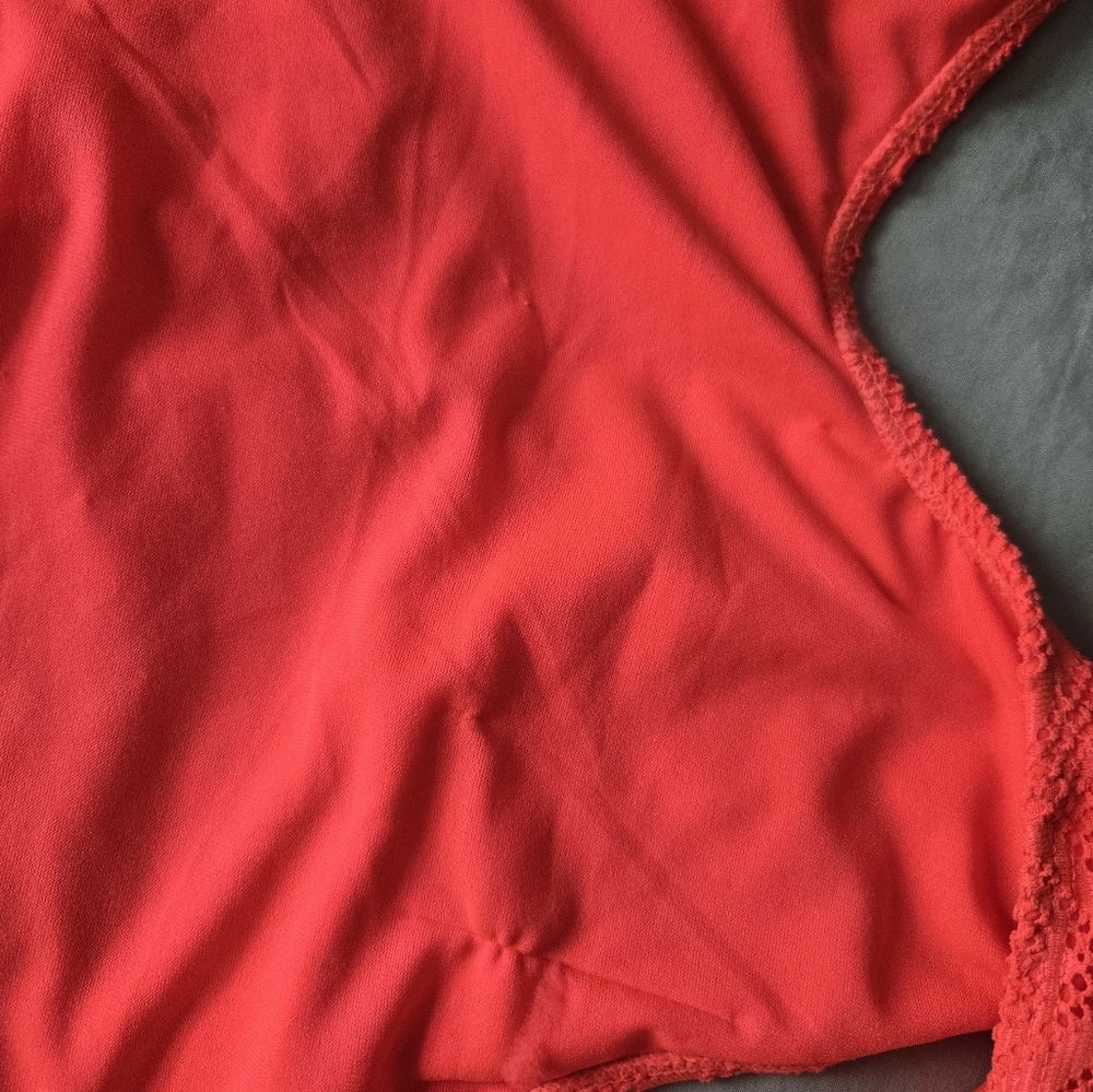 NWOT OP Red Crochet One-Piece Side Cut-Out Swimsuit (!!Please Read Discription!) - Picture 4 of 6